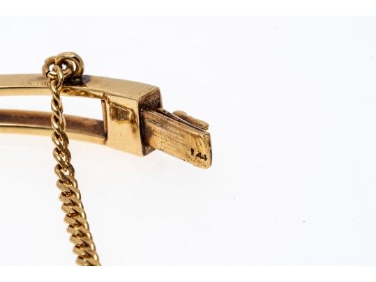 14k Gold Beautiful Diamond Filigree Hinged Bangle Bracelet, App. 1.35 TCW