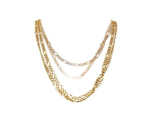 18k Yellow Gold Classic Figaro Style Opera Length Link Necklace, 18.7 Dwt
