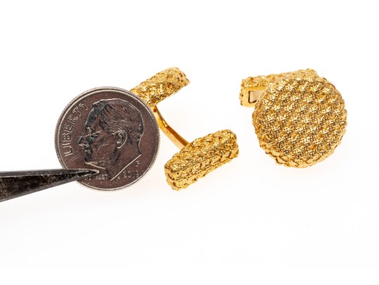 18k Yellow Gold Beautiful French Woven Finished Cufflinks
