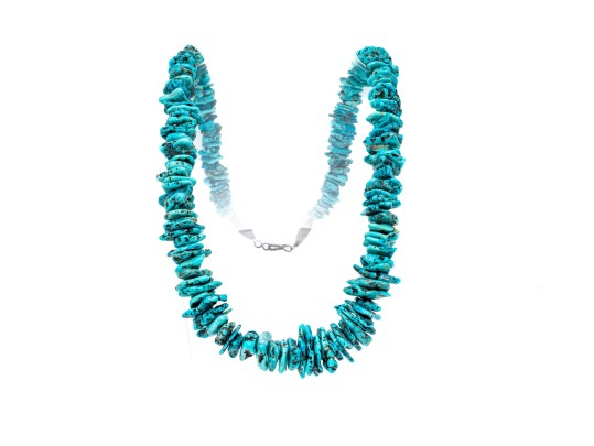 Fabulous Tumbled Graduated Turquoise Bead Matinee Length Necklace