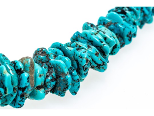 Fabulous Tumbled Graduated Turquoise Bead Matinee Length Necklace