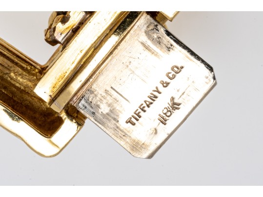 Tiffany & Co. Stunning Heavy Vintage 18k Gold Square Link Bracelet, 86.8 Dwt