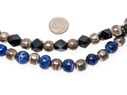 Jose Marmolejo Wonderful Set Of Two Vintage Sterling And Stone Opera Length Necklaces