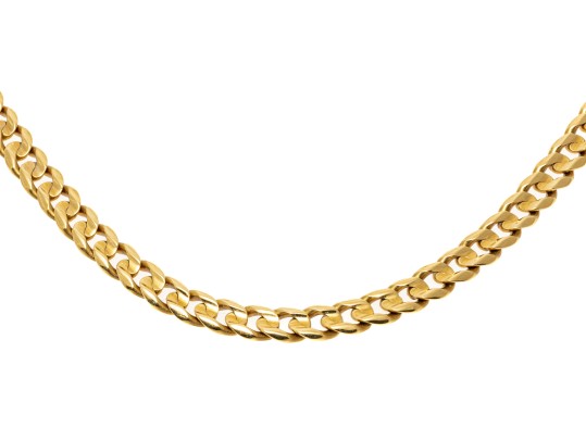 18k Yellow Gold Striking Heavy Curb Link Choker Length Necklace, 25.1 Dwt