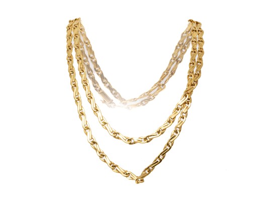 18k Gold Striking Heavy Figure Eight Style Opera Length Link Necklace, 43.3 Dwt