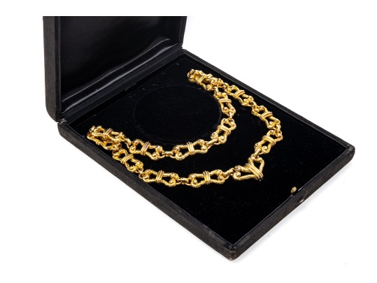 David Webb Spectacular Heavy Vintage 18k Yellow Gold Hammered Link Necklace