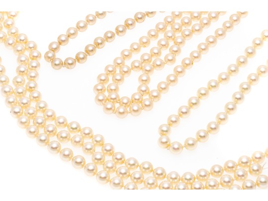 Lot Of Four Assorted Faux Pearl Necklaces, Including Majorica