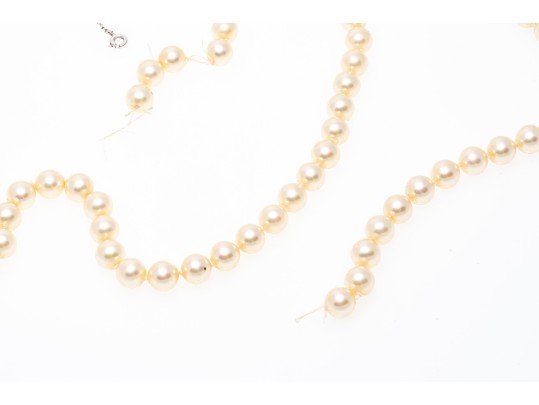 Lot Of Four Assorted Faux Pearl Necklaces, Including Majorica