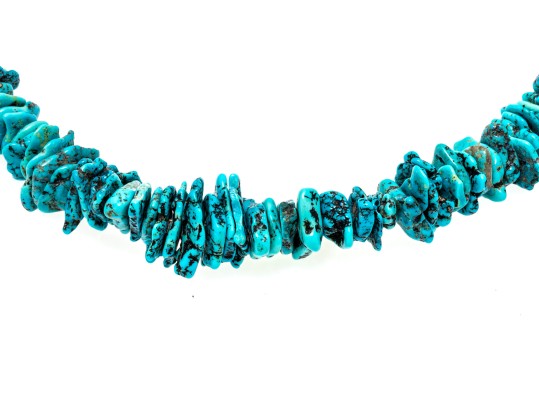 Fabulous Tumbled Graduated Turquoise Bead Matinee Length Necklace