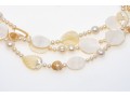 Pretty Triple Strand Mother-of-pearl And Cultured Freshwater Pearl Strand