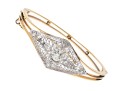 14k Gold Beautiful Diamond Filigree Hinged Bangle Bracelet, App. 1.35 TCW