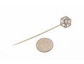 14k White Gold Vintage Filigree Top Stick Pin, Diamond Set, Approximately 0.10 CTS