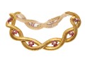 14k Magnificent Wide Heavy Vintage Snake Chain, Ruby And Diamond Cluster Choker