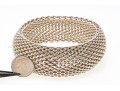 Tiffany & Co. Sterling Silver Striking Wide Bombe Mesh Slip On Bangle Bracelet, With Felt