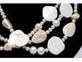 Pretty Triple Strand Mother-of-pearl And Cultured Freshwater Pearl Strand