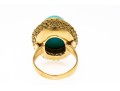 18k Yellow Gold Beautiful Vintage Oval Cabachon Turquoise Ring, Braided Edge, Size 6