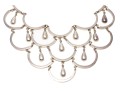 Sterling Silver Stunning Scalloped Chandelier Style Bib Choker Necklace