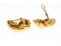 14k Yellow Gold Fabulous Impactful Ribbed And Gathered Opposing Earrings