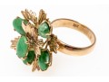18k Yellow Gold Handsome Nephrite Jade And Foliate Cluster Ring, Size 6