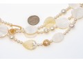 Pretty Triple Strand Mother-of-pearl And Cultured Freshwater Pearl Strand