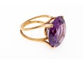 18k Yellow Gold Striking Large Vintage Synthetic Purple Sapphire Ring, Size 5.75