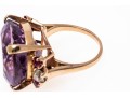 14k Yellow Gold Impactful Large Purple Amethyst, Diamond And Ruby Ring, Size 5.75