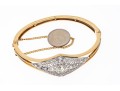 14k Gold Beautiful Diamond Filigree Hinged Bangle Bracelet, App. 1.35 TCW