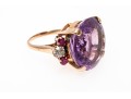 14k Yellow Gold Impactful Large Purple Amethyst, Diamond And Ruby Ring, Size 5.75