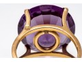18k Yellow Gold Striking Large Vintage Synthetic Purple Sapphire Ring, Size 5.75