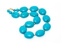 14k Yellow Gold Toggle Clasped Chunky Dyed Blue Howlite Necklace
