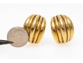 18k Yellow Gold Retro Chunky Vertical Ribbed Earrings