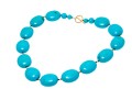 14k Yellow Gold Toggle Clasped Chunky Dyed Blue Howlite Necklace