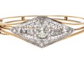 14k Gold Beautiful Diamond Filigree Hinged Bangle Bracelet, App. 1.35 TCW