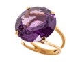 18k Yellow Gold Striking Large Vintage Synthetic Purple Sapphire Ring, Size 5.75
