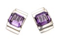 Sterling Silver Handsome Stepped Amethyst Set Earrings, App. 15.44 TCW