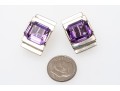 Sterling Silver Handsome Stepped Amethyst Set Earrings, App. 15.44 TCW