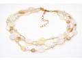 Pretty Triple Strand Mother-of-pearl And Cultured Freshwater Pearl Strand