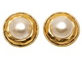 Chanel Striking Vintage Faux Mabe Pearl Costume Jewelry Earrings, With Box