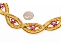 14k Magnificent Wide Heavy Vintage Snake Chain, Ruby And Diamond Cluster Choker