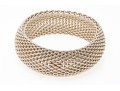 Tiffany & Co. Sterling Silver Striking Wide Bombe Mesh Slip On Bangle Bracelet, With Felt