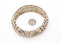 Tiffany & Co. Sterling Silver Striking Wide Bombe Mesh Slip On Bangle Bracelet, With Felt