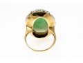 14k Gold Beautiful Vintage Pierced Green Jadeite Jade And Seed Pearl Ring, Size 6