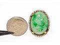 14k Gold Beautiful Vintage Pierced Green Jadeite Jade And Seed Pearl Ring, Size 6