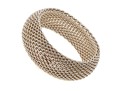 Tiffany & Co. Sterling Silver Striking Wide Bombe Mesh Slip On Bangle Bracelet, With Felt