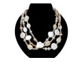 Pretty Triple Strand Mother-of-pearl And Cultured Freshwater Pearl Strand