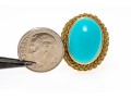 18k Yellow Gold Beautiful Vintage Oval Cabachon Turquoise Ring, Braided Edge, Size 6