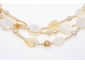 Pretty Triple Strand Mother-of-pearl And Cultured Freshwater Pearl Strand
