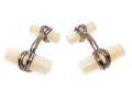 Tiffany & Co. Handsome Sterling Silver And Mother-of-pearl Cufflinks, Boxed