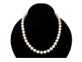 14k Floral Motif And Jade Clasped 8.75 MM Choker Length Cultured Pearl Necklace