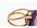 18k Yellow Gold Striking Large Vintage Synthetic Purple Sapphire Ring, Size 5.75